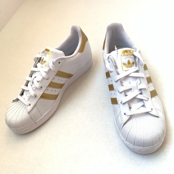 New Adidas Superstar Gold/White Sneaker Size 6 - Picture 5 of 12